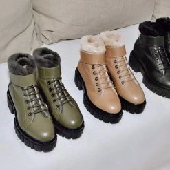 AKAADA Takara Olive Winter Ankle Boots
