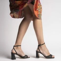 AKAADA Tama Black Woven Leather Sandals SHOES