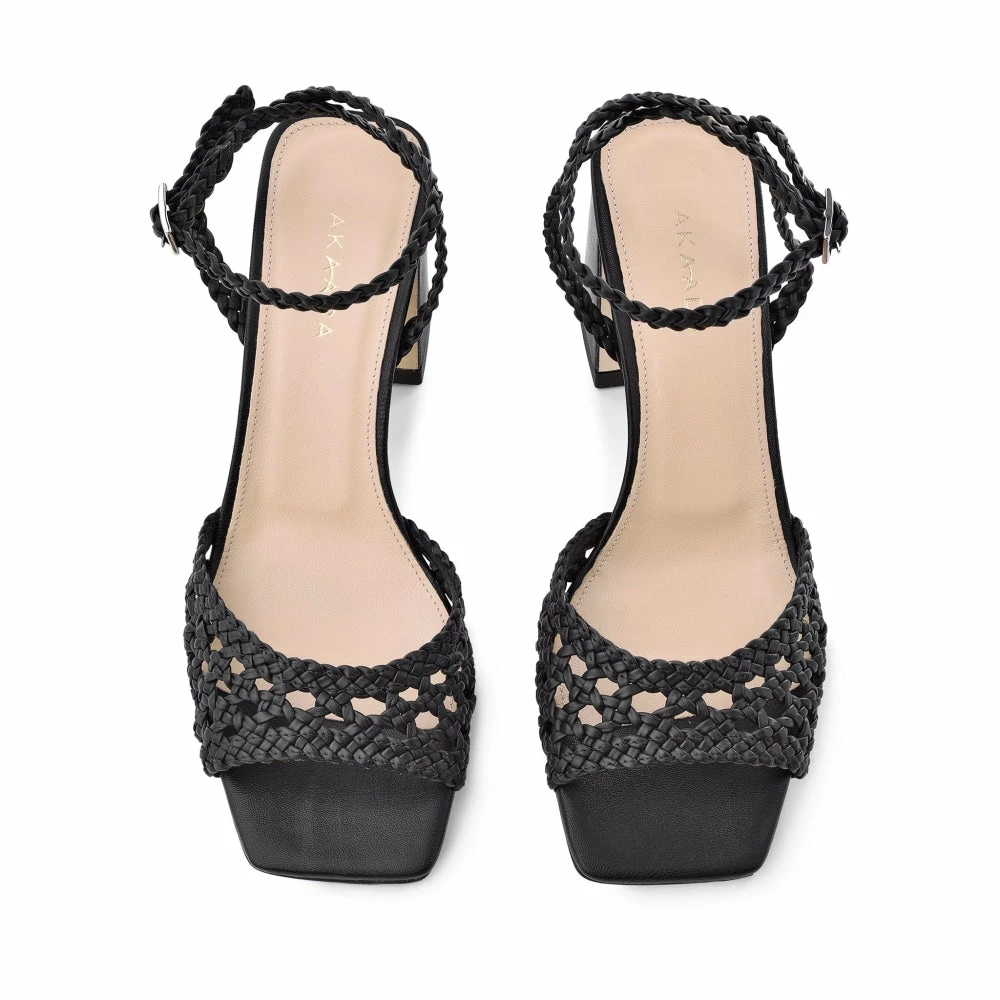 AKAADA Tama Black Woven Leather Sandals SHOES 8 AKAADA Tama Black Woven Leather Sandals SHOES