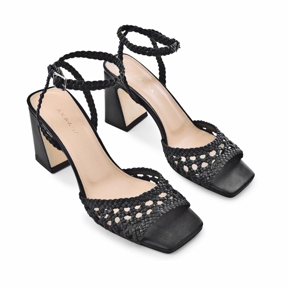 AKAADA Tama Black Woven Leather Sandals SHOES 7 AKAADA Tama Black Woven Leather Sandals SHOES
