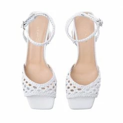 AKAADA SHOES Tama White Woven Leather Sandals