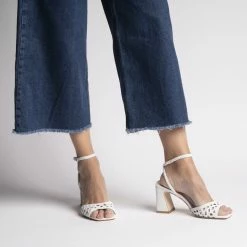 AKAADA SHOES Tama White Woven Leather Sandals