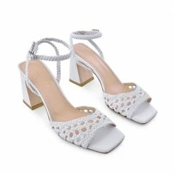 AKAADA SHOES Tama White Woven Leather Sandals