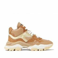 BRONX SHOES Tayke Over High Top Dark Camel Chunky Sneakers