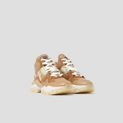 BRONX SHOES Tayke Over High Top Dark Camel Chunky Sneakers