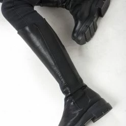 BLUEONBLUE Tommy Long Black Combat Boots