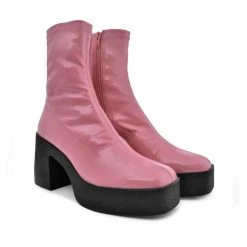AKAADA NEW IN Umi Flamingo Pink Stretch Patent Chunky Ankle Boots 17 AKAADA NEW IN Umi Flamingo Pink Stretch Patent Chunky Ankle Boots