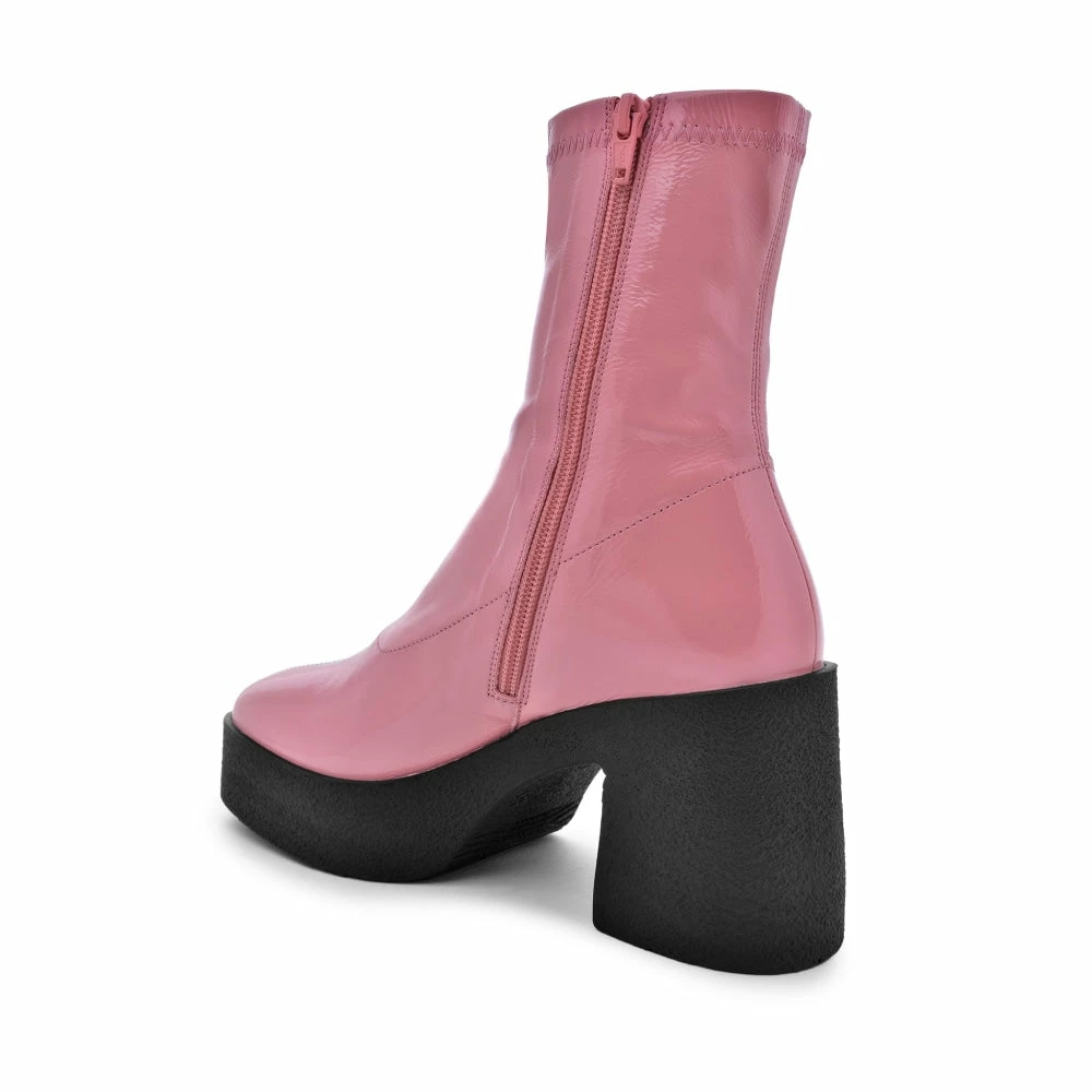 AKAADA NEW IN Umi Flamingo Pink Stretch Patent Chunky Ankle Boots 5 AKAADA NEW IN Umi Flamingo Pink Stretch Patent Chunky Ankle Boots