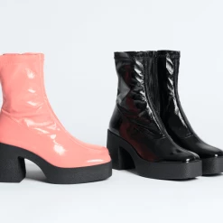 AKAADA NEW IN Umi Flamingo Pink Stretch Patent Chunky Ankle Boots 27 AKAADA NEW IN Umi Flamingo Pink Stretch Patent Chunky Ankle Boots
