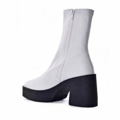 AKAADA NEW IN Umi Off White Stretch Leather Chunky Ankle Boots
