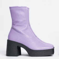 AKAADA Umi Pastel Lilac Stretch Leather Chunky Ankle Boots NEW IN
