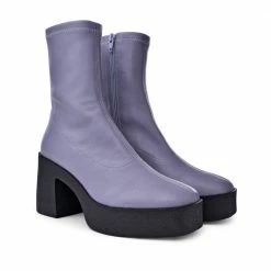 AKAADA Umi Pastel Lilac Stretch Leather Chunky Ankle Boots NEW IN