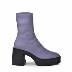 AKAADA Umi Pastel Lilac Stretch Leather Chunky Ankle Boots NEW IN