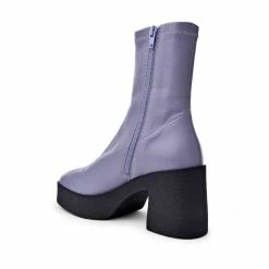AKAADA Umi Pastel Lilac Stretch Leather Chunky Ankle Boots NEW IN