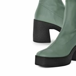 AKAADA Umi Sage Green Stretch Leather Chunky Ankle Boots NEW IN