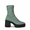 AKAADA Umi Sage Green Stretch Leather Chunky Ankle Boots NEW IN