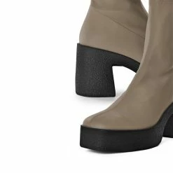AKAADA NEW IN Umi Sand Stretch Leather Chunky Ankle Boots