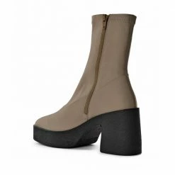 AKAADA NEW IN Umi Sand Stretch Leather Chunky Ankle Boots