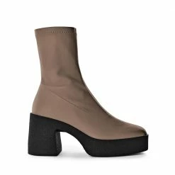 AKAADA NEW IN Umi Sand Stretch Leather Chunky Ankle Boots