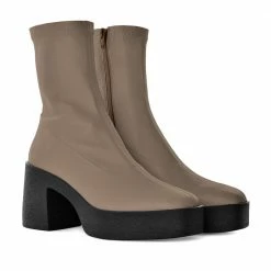 AKAADA NEW IN Umi Sand Stretch Leather Chunky Ankle Boots