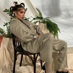 AKAADA NEW IN Umi Sand Stretch Leather Chunky Ankle Boots