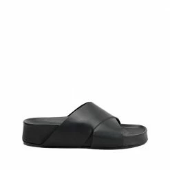 ATP ATELIER Urbino Black Leather Flat Sandals