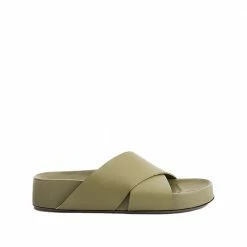 ATP ATELIER Urbino Sage Green Leather Flat Sandals