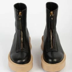 BUKELA Vela Front Zip Black Ankle Boots