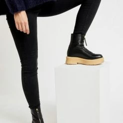 BUKELA Vela Front Zip Black Ankle Boots