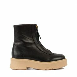 BUKELA Vela Front Zip Black Ankle Boots