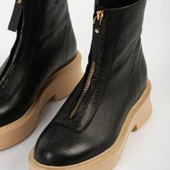 BUKELA Vela Front Zip Black Ankle Boots