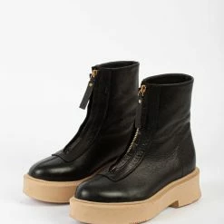 BUKELA Vela Front Zip Black Ankle Boots