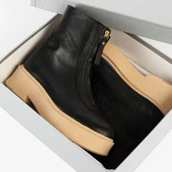 BUKELA Vela Front Zip Black Ankle Boots