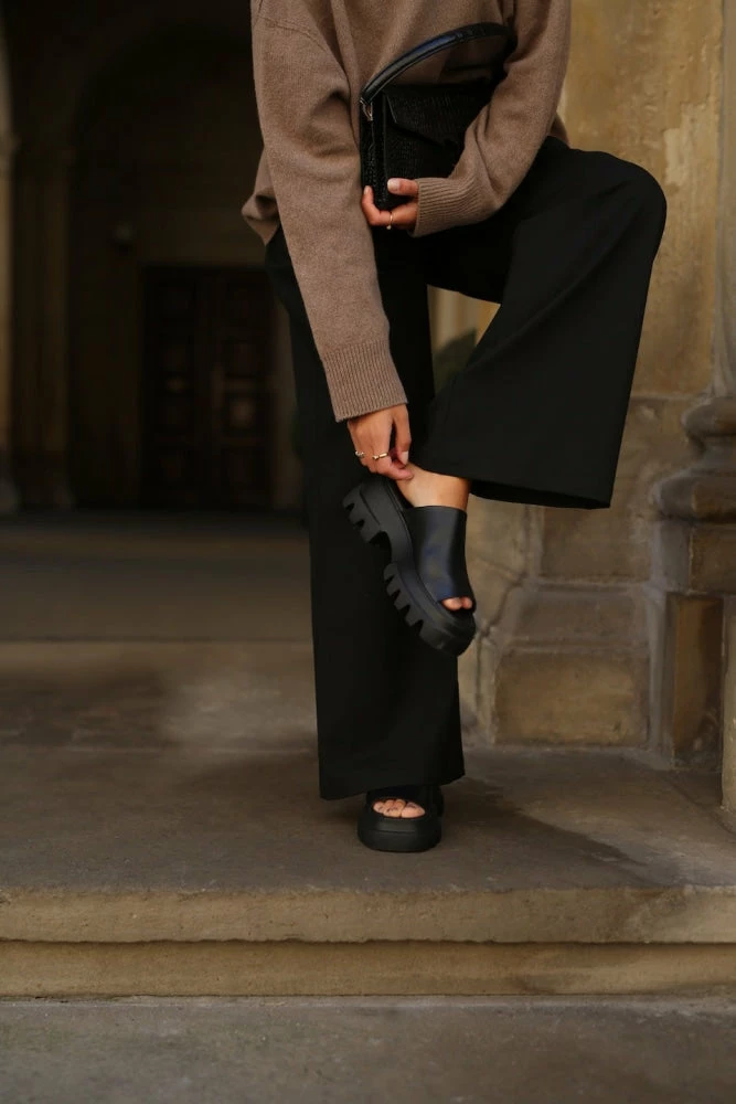 COPENHAGEN STUDIOS Vitello Black Chunky Slides Sandals SHOES 3 COPENHAGEN STUDIOS Vitello Black Chunky Slides Sandals SHOES