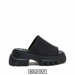 COPENHAGEN STUDIOS Vitello Black Chunky Slides Sandals SHOES