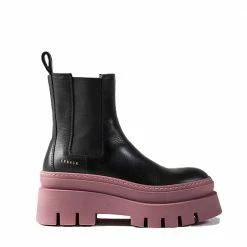 COPENHAGEN STUDIOS NEW IN Vitello Black Fuchsia Chelsea Boots