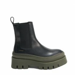 COPENHAGEN STUDIOS Vitello Black Green Chelsea Boots NEW IN