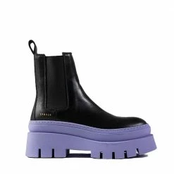 COPENHAGEN STUDIOS Vitello Black Lilac Chelsea Boots