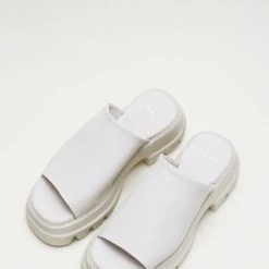 COPENHAGEN STUDIOS Vitello Eggshell Chunky Slides Sandals