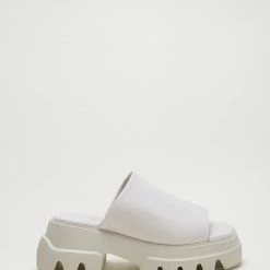 COPENHAGEN STUDIOS Vitello Eggshell Chunky Slides Sandals