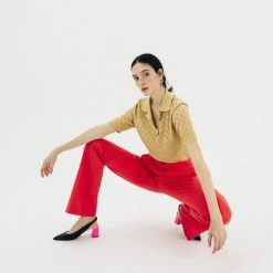 FABIO RUSCONI Window Nappa Black Neon Pink Slingback Shoes