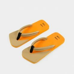YUME YUME SHOES Xigy Beige Orange Flip Flops