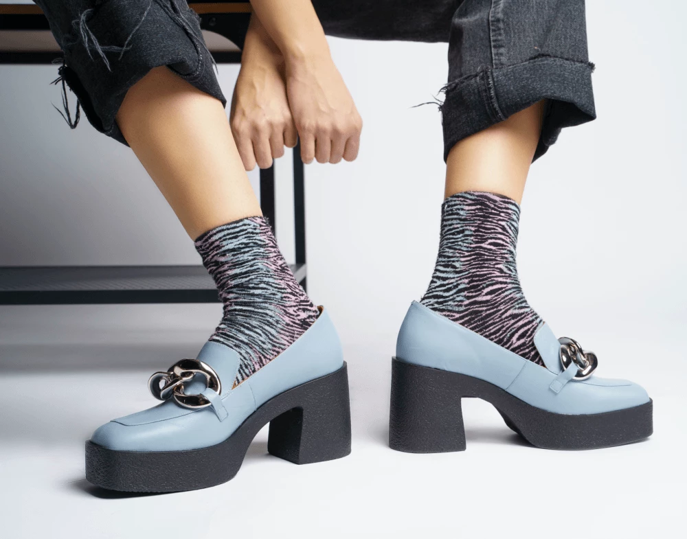 AKAADA Yo Sky Blue Chunky Loafers NEW IN 9 AKAADA Yo Sky Blue Chunky Loafers NEW IN