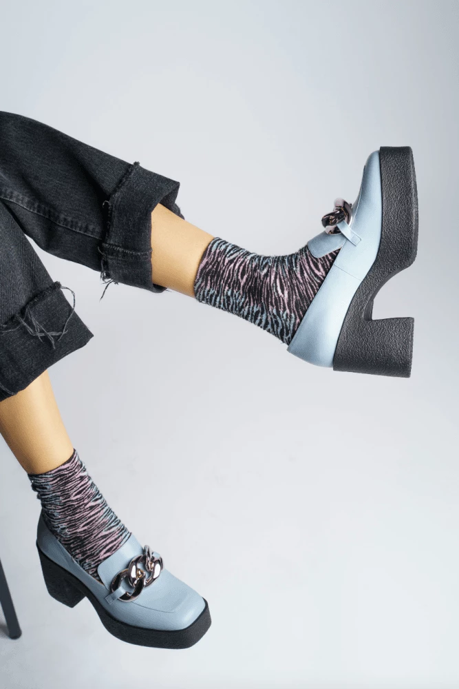 AKAADA Yo Sky Blue Chunky Loafers NEW IN 7 AKAADA Yo Sky Blue Chunky Loafers NEW IN