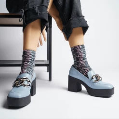 AKAADA Yo Sky Blue Chunky Loafers NEW IN 17 AKAADA Yo Sky Blue Chunky Loafers NEW IN