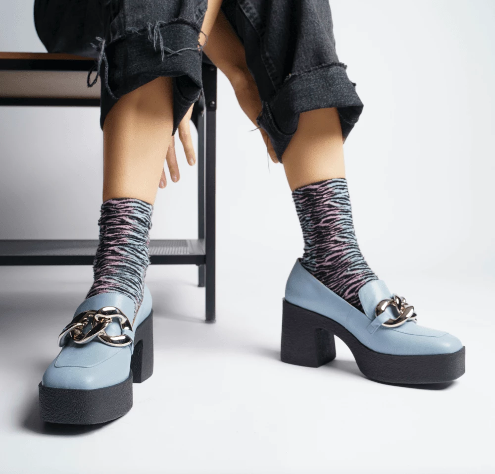 AKAADA Yo Sky Blue Chunky Loafers NEW IN 8 AKAADA Yo Sky Blue Chunky Loafers NEW IN