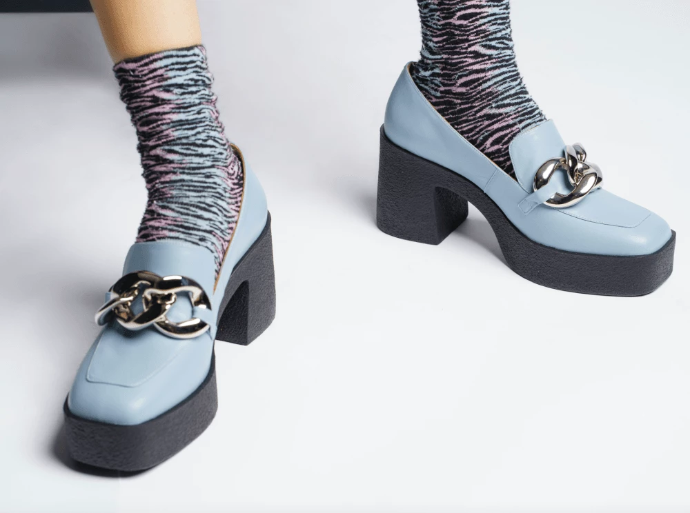 AKAADA Yo Sky Blue Chunky Loafers NEW IN 10 AKAADA Yo Sky Blue Chunky Loafers NEW IN