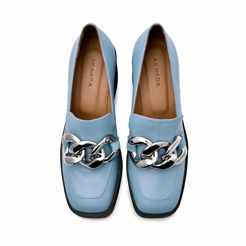 AKAADA Yo Sky Blue Chunky Loafers NEW IN 4 AKAADA Yo Sky Blue Chunky Loafers NEW IN
