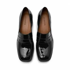 AKAADA Yoko Black Patent Leather Chunky Loafers