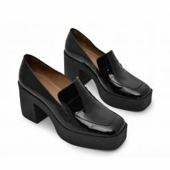 AKAADA Yoko Black Patent Leather Chunky Loafers